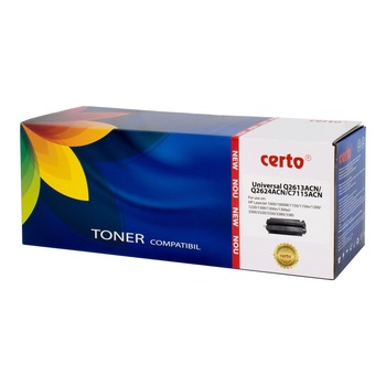 Cartus toner Certo compatibil cu C7115A/Q2613A/Q2624, 2500 pagini, Black Cartus toner Certo compatibil cu C7115A/Q2613A/Q2624, 2500 pagini, Black