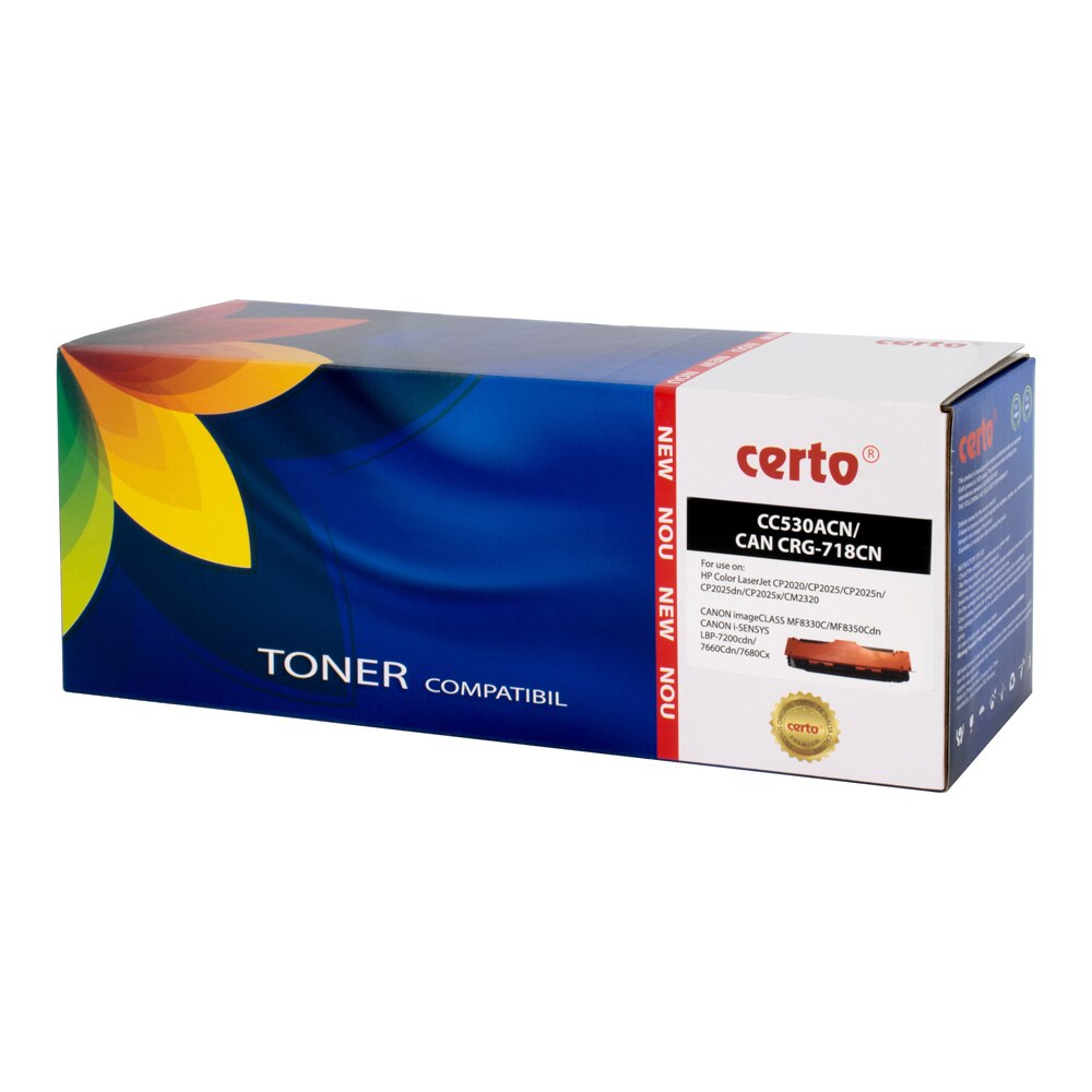 Cartus toner Certo compatibil cu CC530A/CRG-718Bk, 3500 pagini, Black