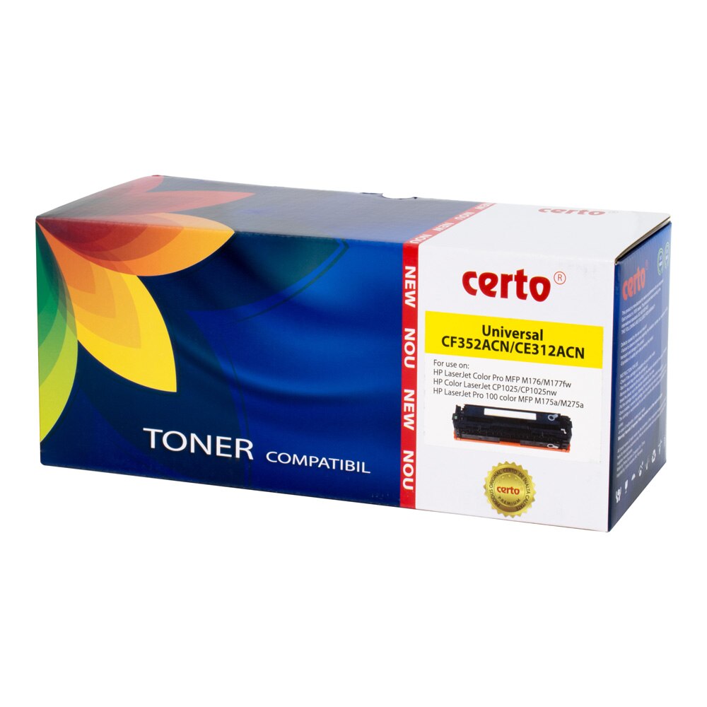 Cartus toner Certo compatibil cu CE312A/CF352A, 1000 pagini, Yellow