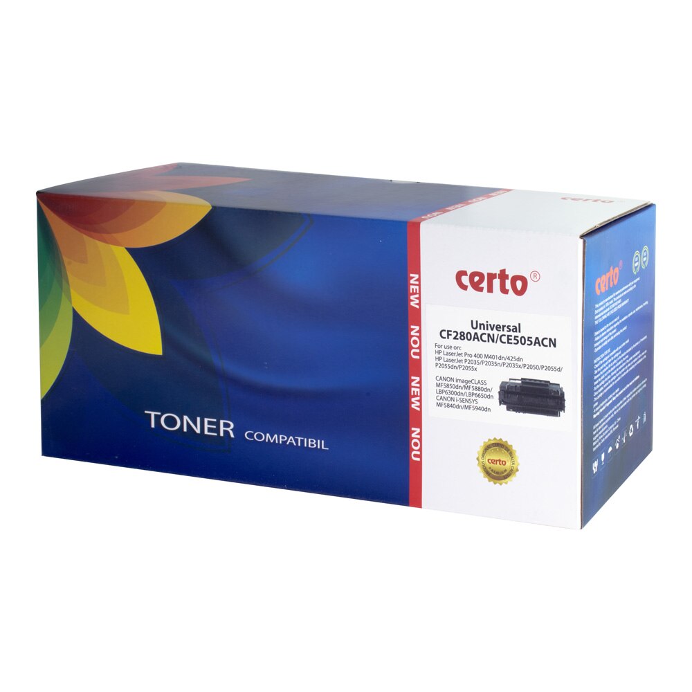 Cartus toner Certo compatibil cu CF280A/CE505A Univ, 2700 pagini, Black