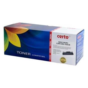 Cartus toner Certo compatibil cu Q2612A/CRG-703, 2000 pagini, Black Cartus toner Certo compatibil cu Q2612A/CRG-703, 2000 pagini, Black