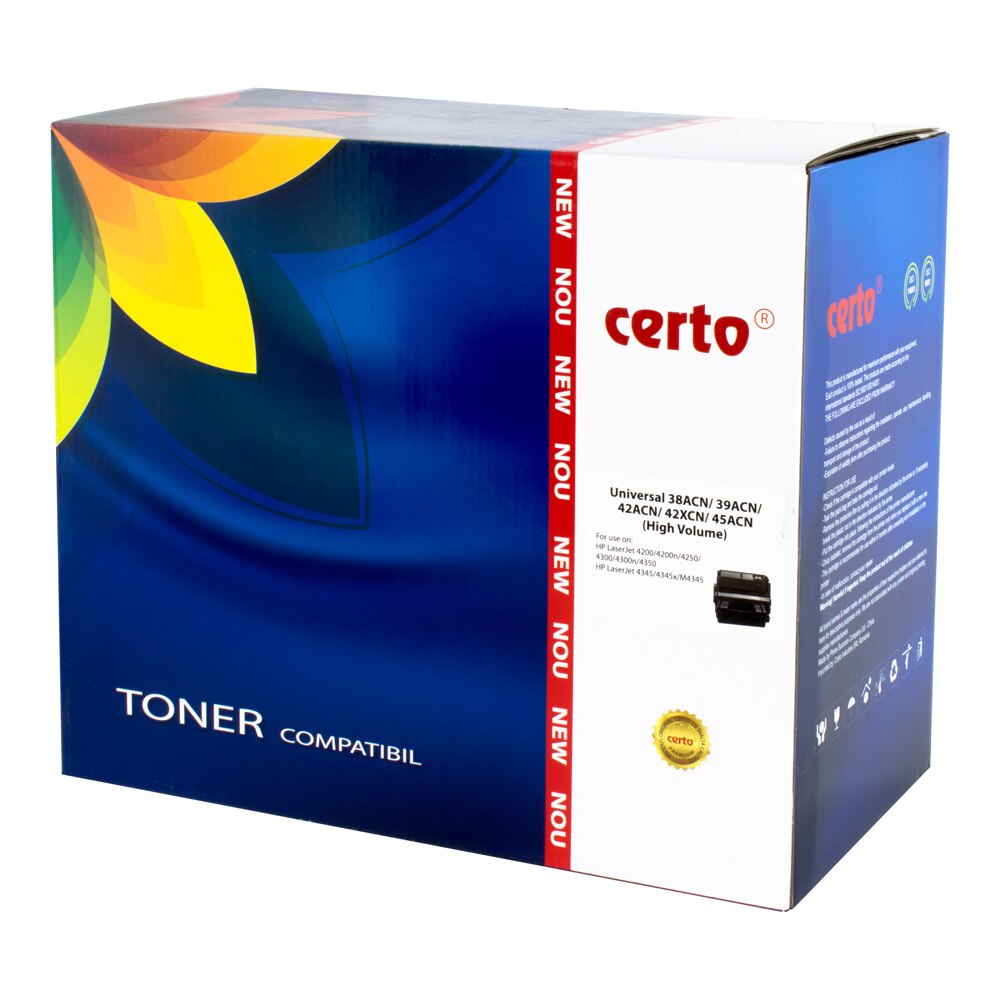 Cartus toner Certo compatibil cu Q1338A/Q1339A/Q5942A/Q5942X/Q5945A Univ, 20000 pagini, Black