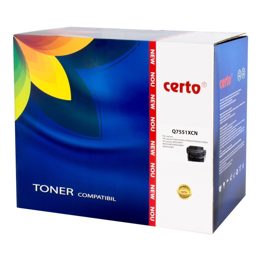 Cartus toner Certo compatibil cu Q7551X, 13000 pagini, Black
