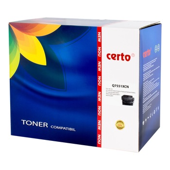 Cartus toner Certo compatibil cu Q7551X, 13000 pagini, Black Cartus toner Certo compatibil cu Q7551X, 13000 pagini, Black