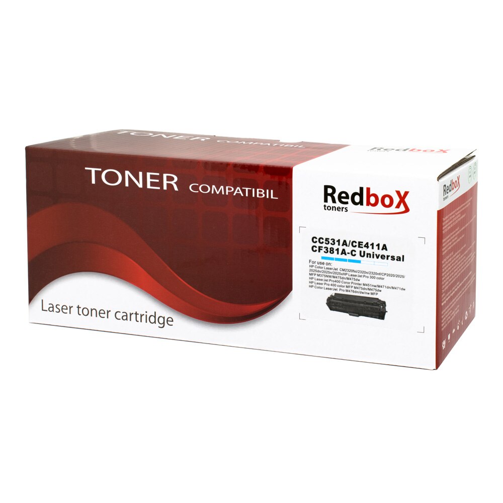 Cartus toner Redbox compatibil cu CC531A/CE411A/CF381A, 2800 pagini, Cyan