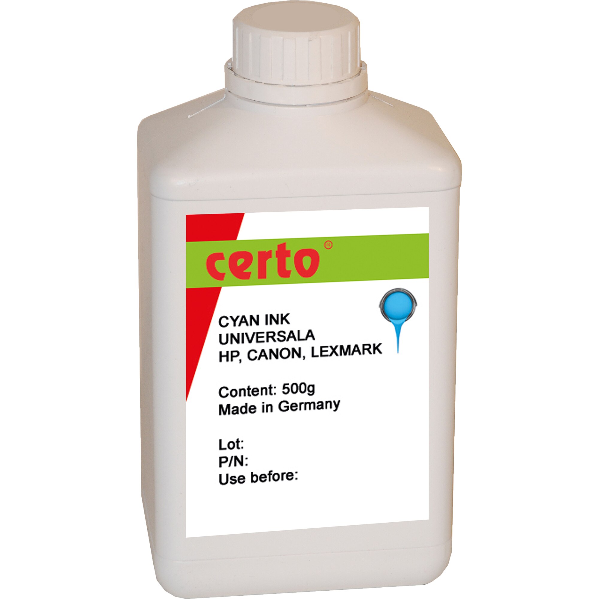 Cerneala Refill Universal Certo compatibila cu Hp/Canon/Lexmark 500G, Cyan