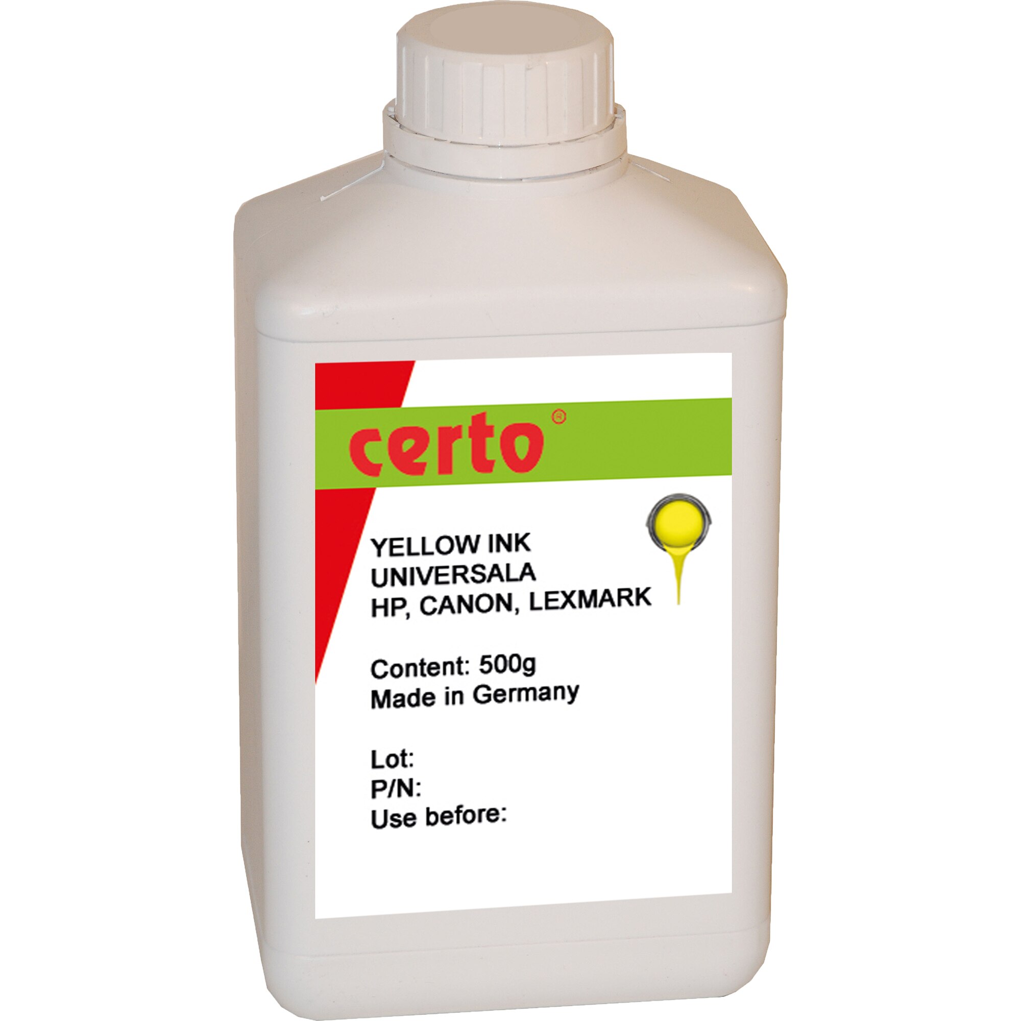 Cerneala Refill Universal Certo compatibila cu Hp/Canon/Lexmark 500G, Yellow