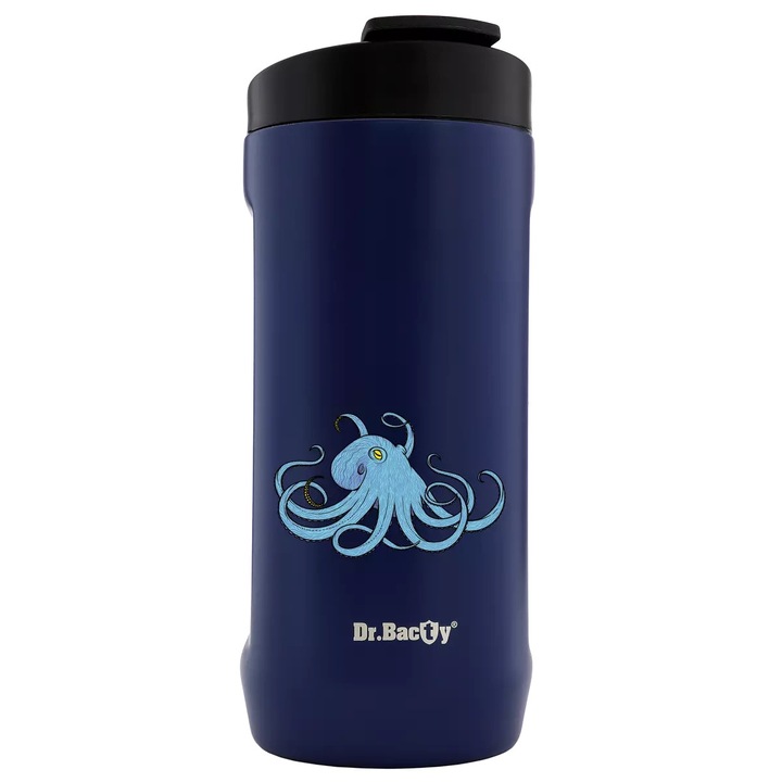 Cana termos 2in1Notus, Dr.Bacty, 360 ml, Bleumarin - Blue Octopus