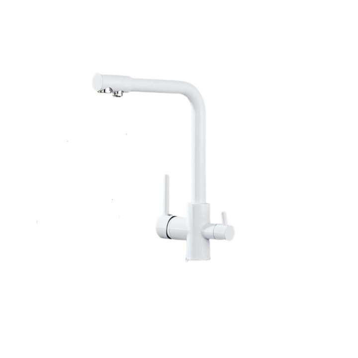 3-пътен кухненски кран за пречистена вода, с 2 проточни функции, бял, AquaSpa
