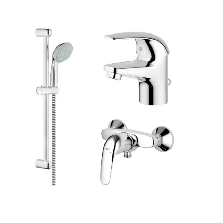 Set baterii pentru lavoar si dus, Grohe Euroeco Plus Grohe Tempesta New 100, 1 functie