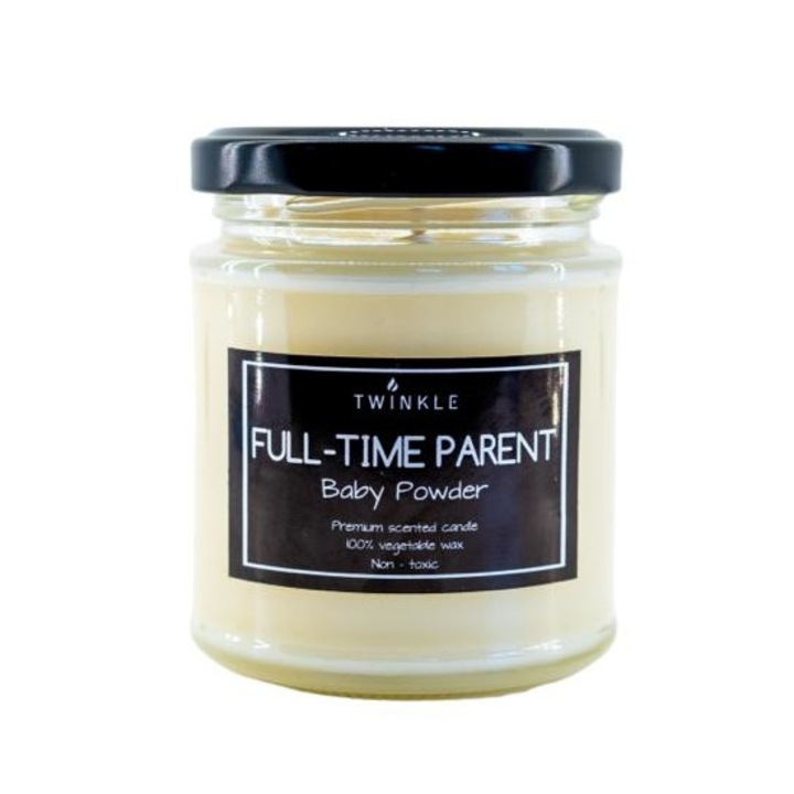 Lumanare parfumata TWINKLE cu aroma de Pudra de Talc, ceara de soia non toxica, fitil bumbac, 150 g net