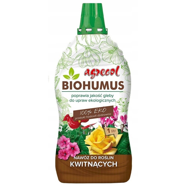 Ingrasamant biohumus pentru plante cu flori, Agrecol, 1l