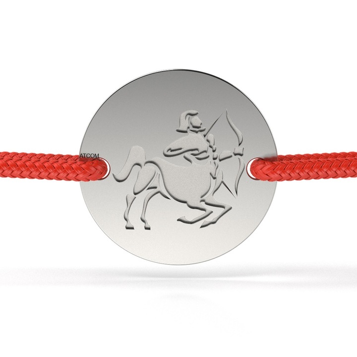 Bratara din aur alb cu snur rosu model Sagetator