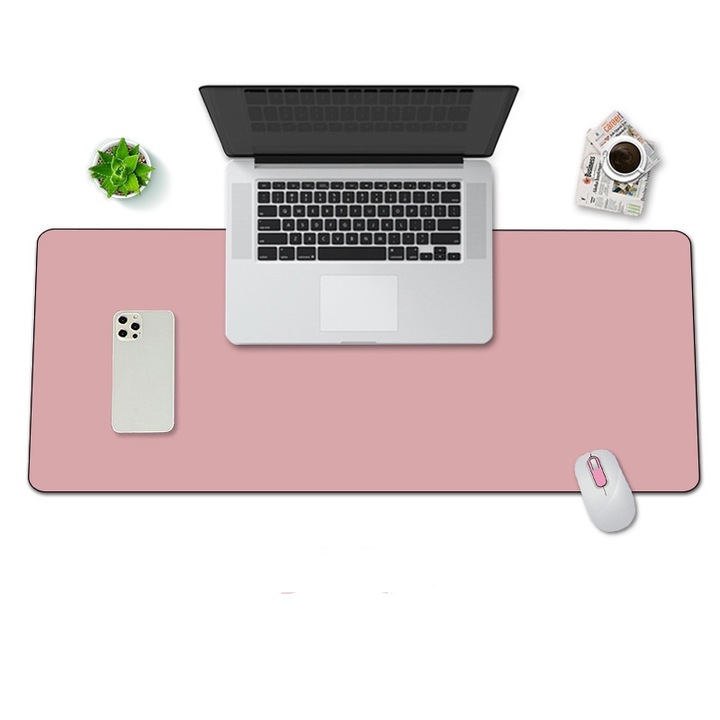 MousePad mare XXL, din Piele PU pentru protectie birou, VisionHub®, Suprafata moale, Impermeabil, Baza Anti-Alunecare, 120x60cm, Roz