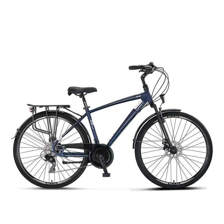 Велосипед City Umit Ventura, M-510-ATB-S, цвят син/сив, колело 28", алуминиева рамка 510 мм, хидравлична дискова спирачка, 21 скорости