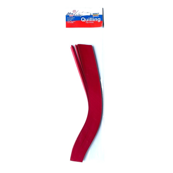 Sötétvörös szalag papír, 30 cm hosszúság, 5 mm szélesség, 300 csík, 80 gramm