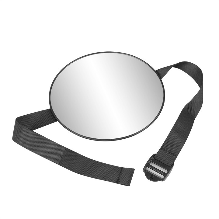 Oglinda auto pentru supravegherea copilului din spate, Zola®, cu prindere pe tetiera, curea cu catarama, diametru 17 cm, neagra