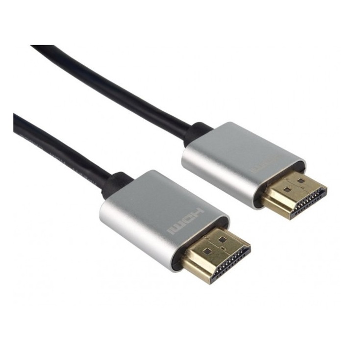 Cablu HDMI plat, Slim, High Speed Ethernet, Versiunea 2.0, 4K×2K@60hz, conectori auriti, 1.5m, PremiumCord, kphdmes15