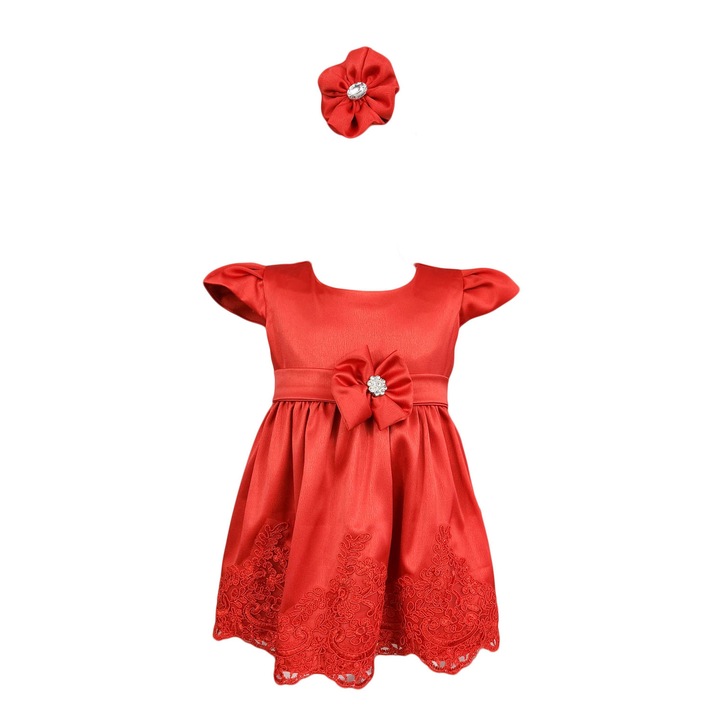 Rochita botez, model Regina, culoare rosie, varsta 12 luni