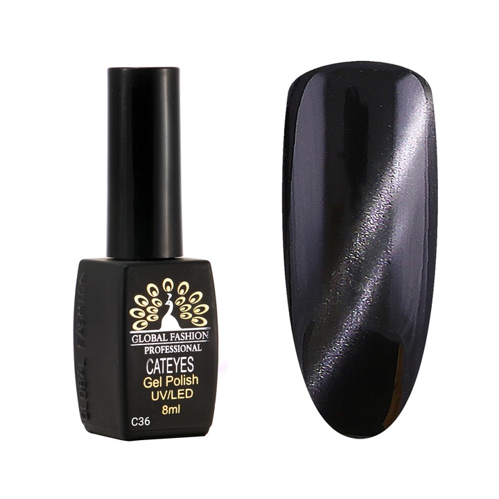Oja semipermanenta, Global Fashion, Cat Eye, 8 ml, Negru 36