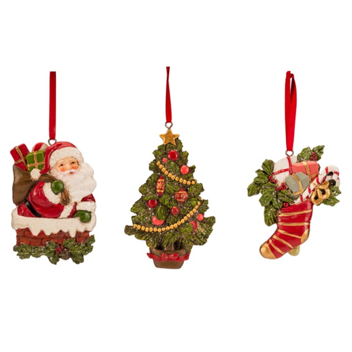Set 3 decoratiuni pentru Craciun asortate, H12cm