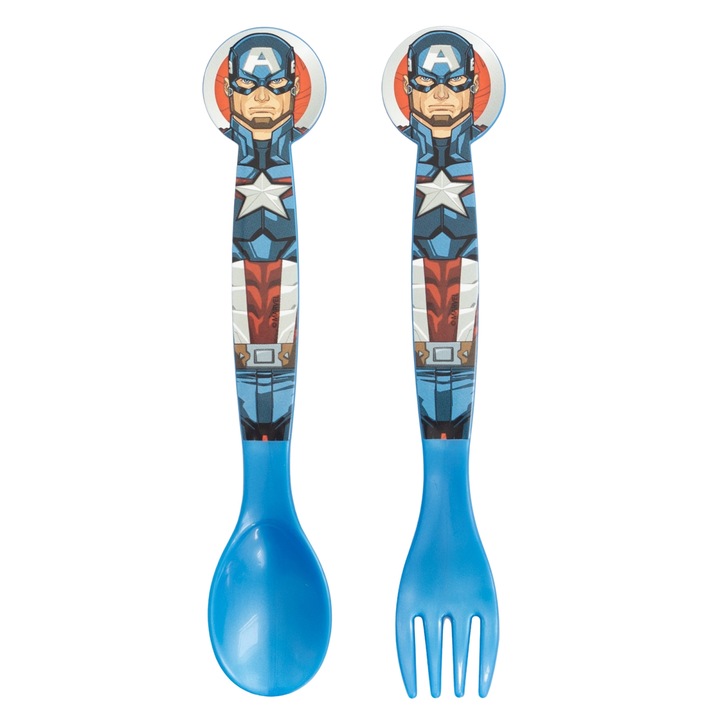 2 db műanyag evőeszköz készlet Avengers Heraldic Army Blue