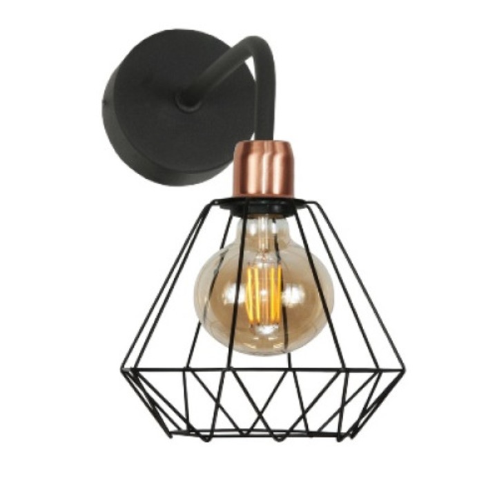 Aplica Amaral, Edylit, Metal, 22 x 13 cm, Negru