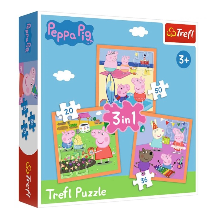Puzzle 3 In 1, Trefl, Peppa Pig, 106 Piese - eMAG.ro