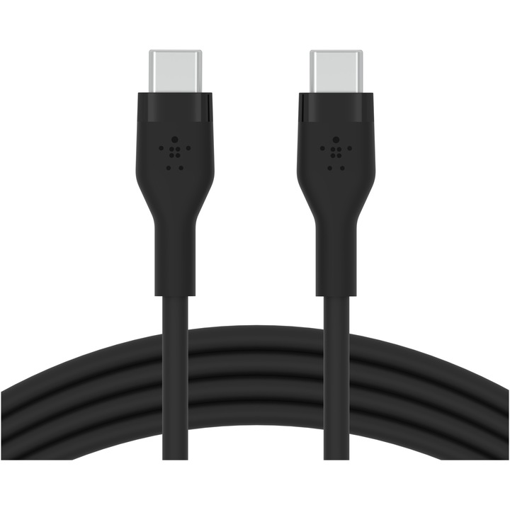 Cablu de incarcare Belkin, Boost Charge Flex, Silicon, USB-C la USB-C 2.0, 2M, Negru