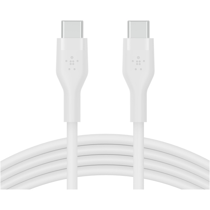 Belkin töltőkábel, Boost Charge Flex, szilikon, USB-C – USB-C 2.0, 2M, fehér