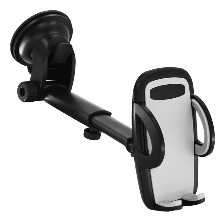 Suport telefon auto, montare pe bord sau ventilatie, rotire 360°, compatibilitate larga, negru