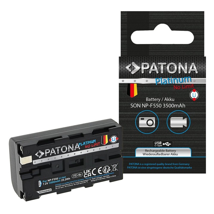 Baterie PATONA Platinum cu intrare USB-C pentru Sony NP-F550 F330 F530 F750 F930 F920 -1375