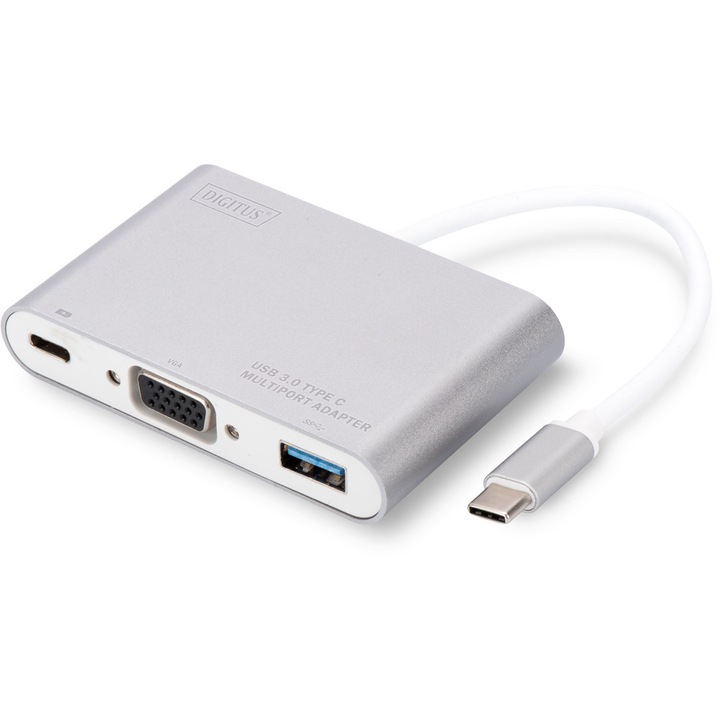 Adaptor USB 3.0 tip "C" - VGA multiport, Full HD, Power delivery, Digitus