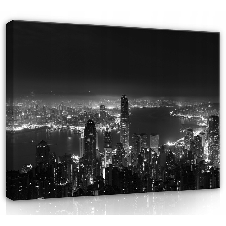 Tablou Canvas Orasul de noapte 100x70 cm, Modern, Design, Pentru Living Dormitor Camera De Zi, Creative Decor