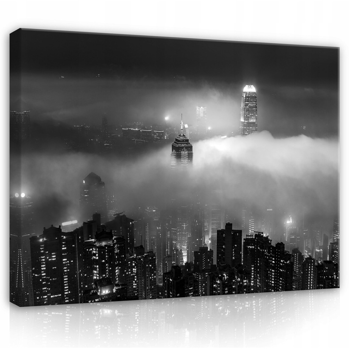 Tablou Canvas Orasul de noapte Negru 100x70 cm, Modern, Design, Pentru Living Dormitor Camera De Zi, Creative Decor