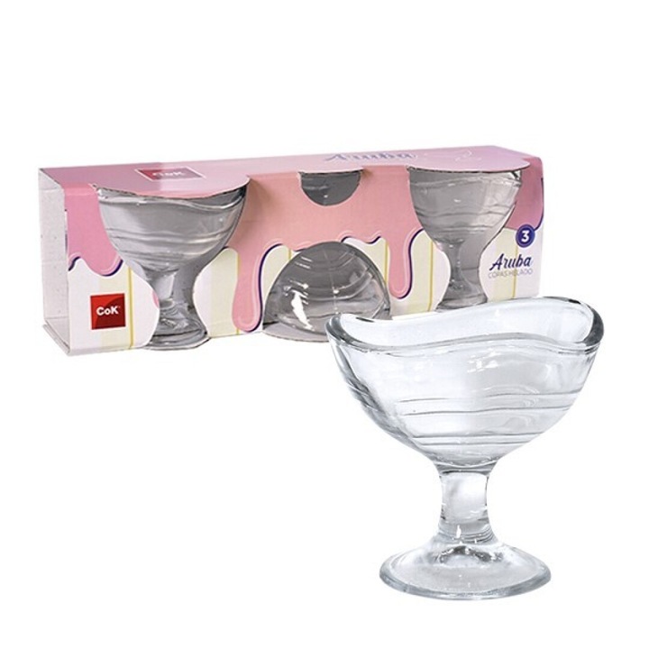 Set 3 cupe pentru inghetata si desert, Aruba, 160 ml