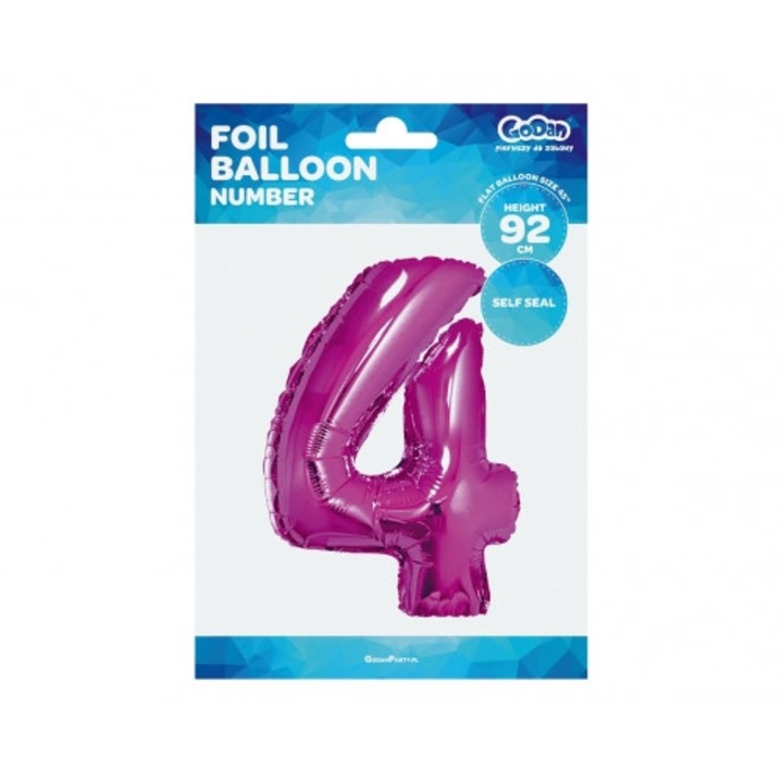 Балон, Фолиев, "Номер 4", Розов, 92 см