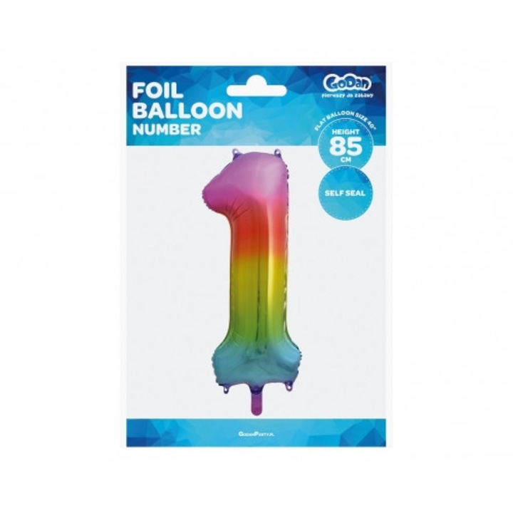 Fólia lufi B&C Number 1, szivárvány, 85 cm