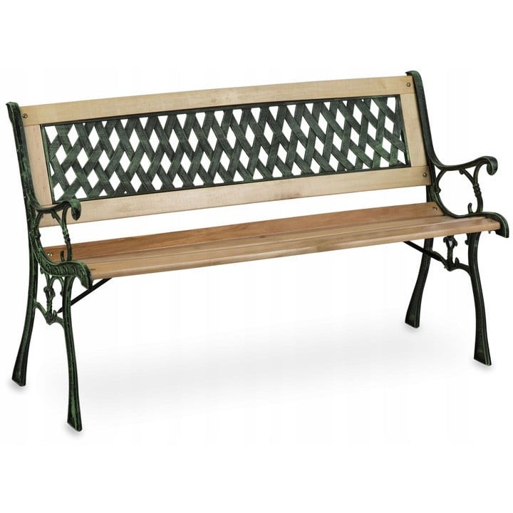 Градинска пейка с облегалка, тополово дърво, стоманена рамка, 124 x 74 x 43 см, Sofotel Fusio