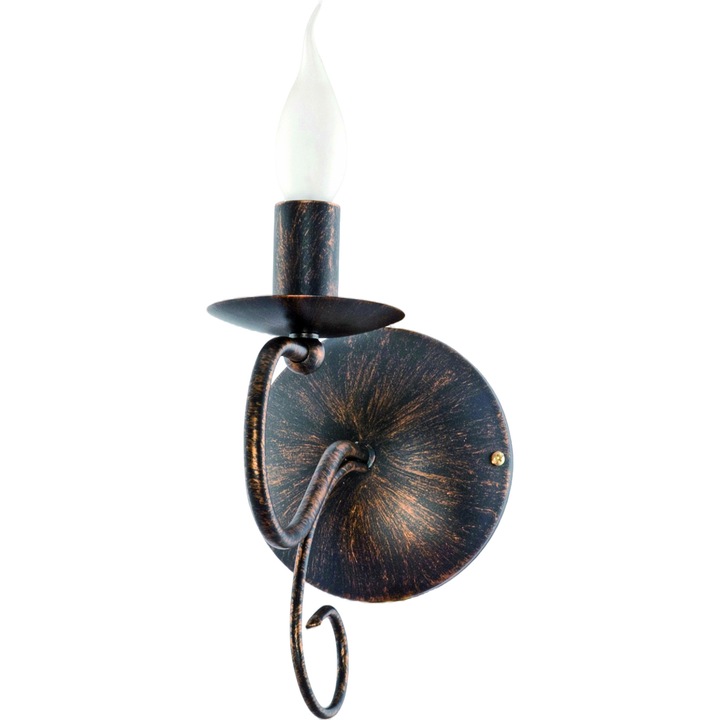 Adis fali lámpa, Edylit, fém, 25 x 23 cm, antik fekete