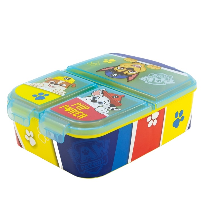 Cutie pentru pranz model PAW PATROL, caserola cu 3 compartimente, BPA free, licenta oficiala Spin Master