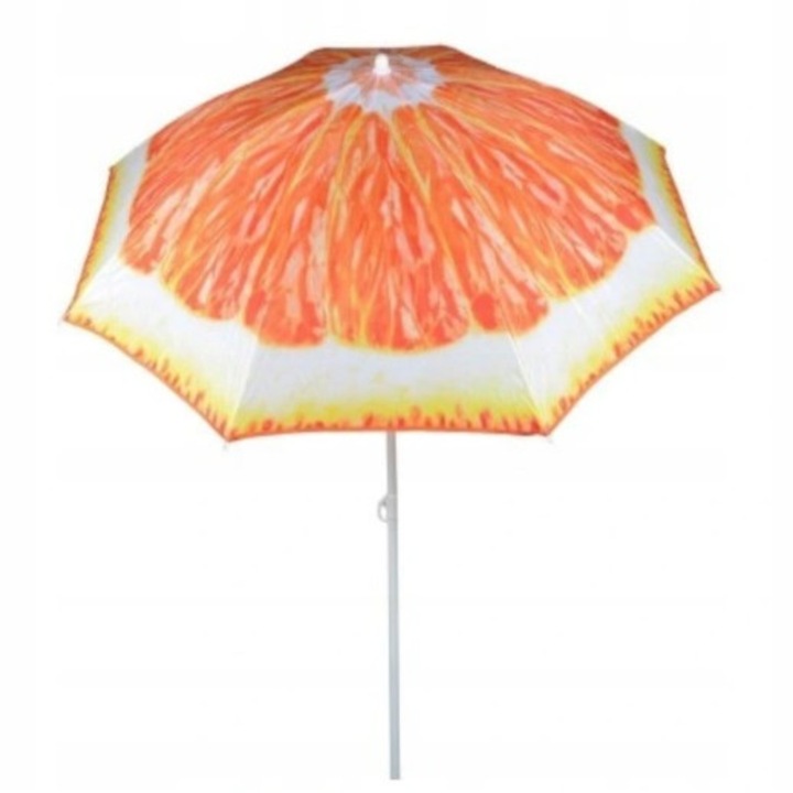 Плажен/градински чадър, Oler, Стомана/Полиестер, 180 см, Оранжев/Бял