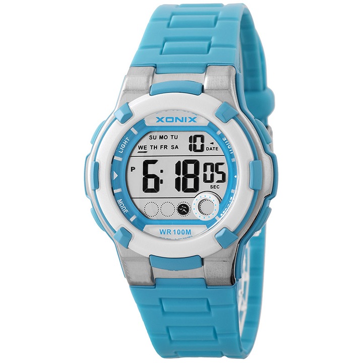 Ceas copii Xonix, XDF65K/3, Digital, Poliuretan/Plastic, Albastru