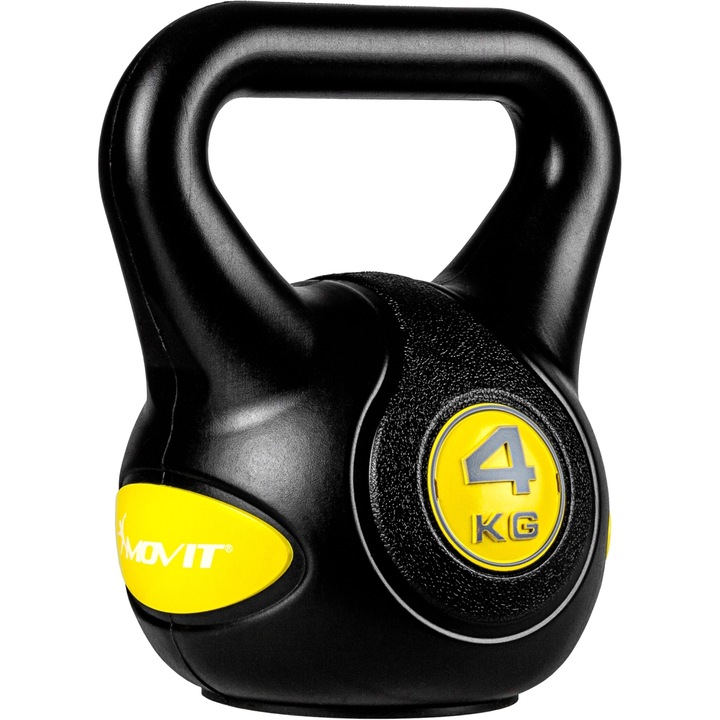 Kettlebell, MOVIT® de 4 kg, negru/galben