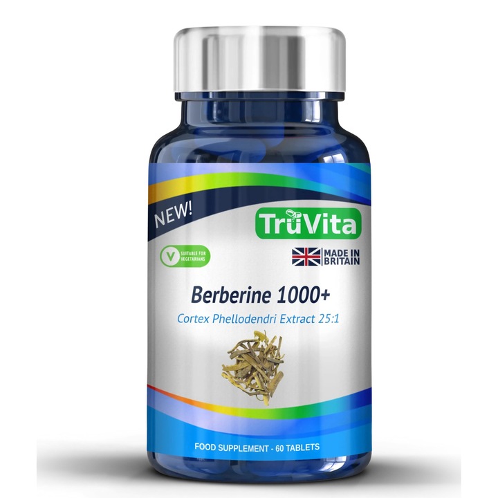 Berberine 1000+ – Antiinflamator puternic combate inflamatia si reduce nivelul zaharului din sange protejeaza creierul formula concentrata 60 tablete supliment alimentar