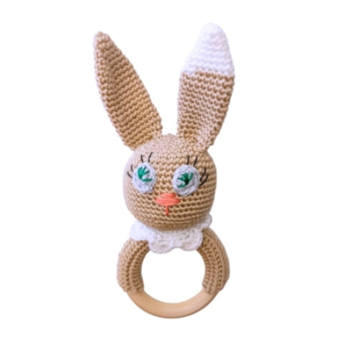 Jucarie de plus, Baby Land, Iepurica Zornaitor Crosetat manual, 0-3 luni