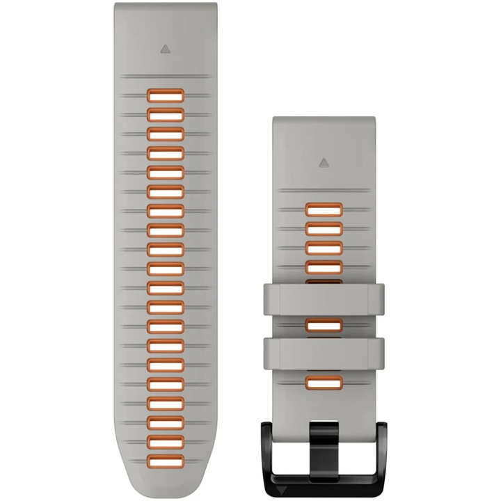 Curea pentru smartwatch Garmin, 26mm, QuickFit, silicon, Fog Gray/Ember Orange