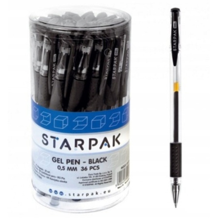 Fekete gél toll 0,7 mm-es kupakkal