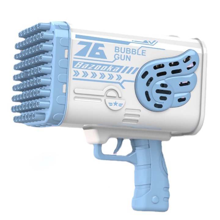 Szappanbuborék készítő pisztoly, Sundiguer, fényekkel, hangjelzésekkel, elemmel, 30,5 x 8 x 20 cm, kék