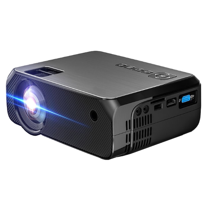 Videoproiector 3900 Lumeni, Vaxiuja, 1280x720dpi Zoom, 5G 4K, 1080p, HDMI, VGA, AV, USB, SD, Compatibil cu iOS/Android, Negru